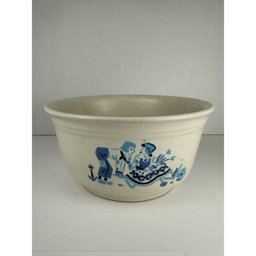 Vintage Salt Glazed Art Pottery Crock Cobalt Blue Friendship